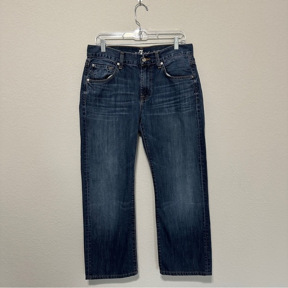7 For All Mankind Mens Austyn Mid-Rise Straight Leg Blue Jeans Size 31 Classic - Picture 1 of 9